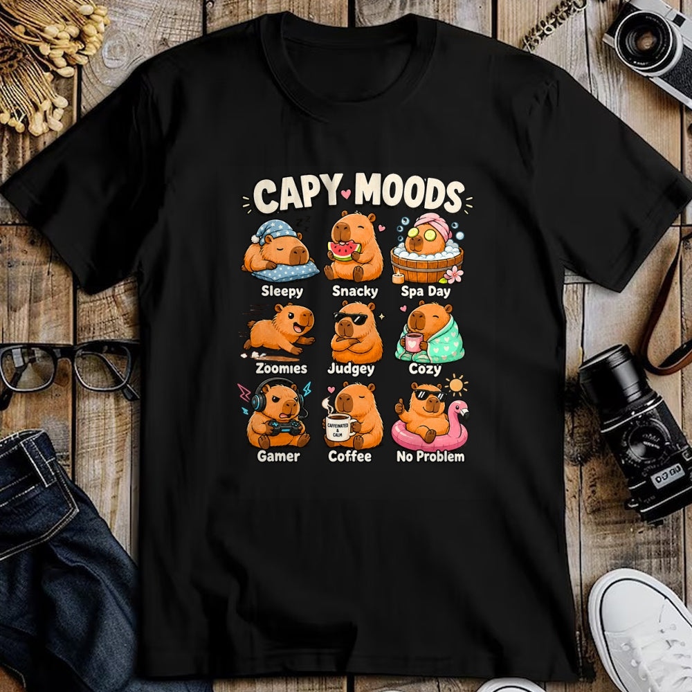 Cute Capybara Shirt, Funny Capybara Unisex T-Shirt/Hoodie/Sweatshirt HLT00 - Cute Capybara Moods Funny Animal Graphic Illustration T-Shirt