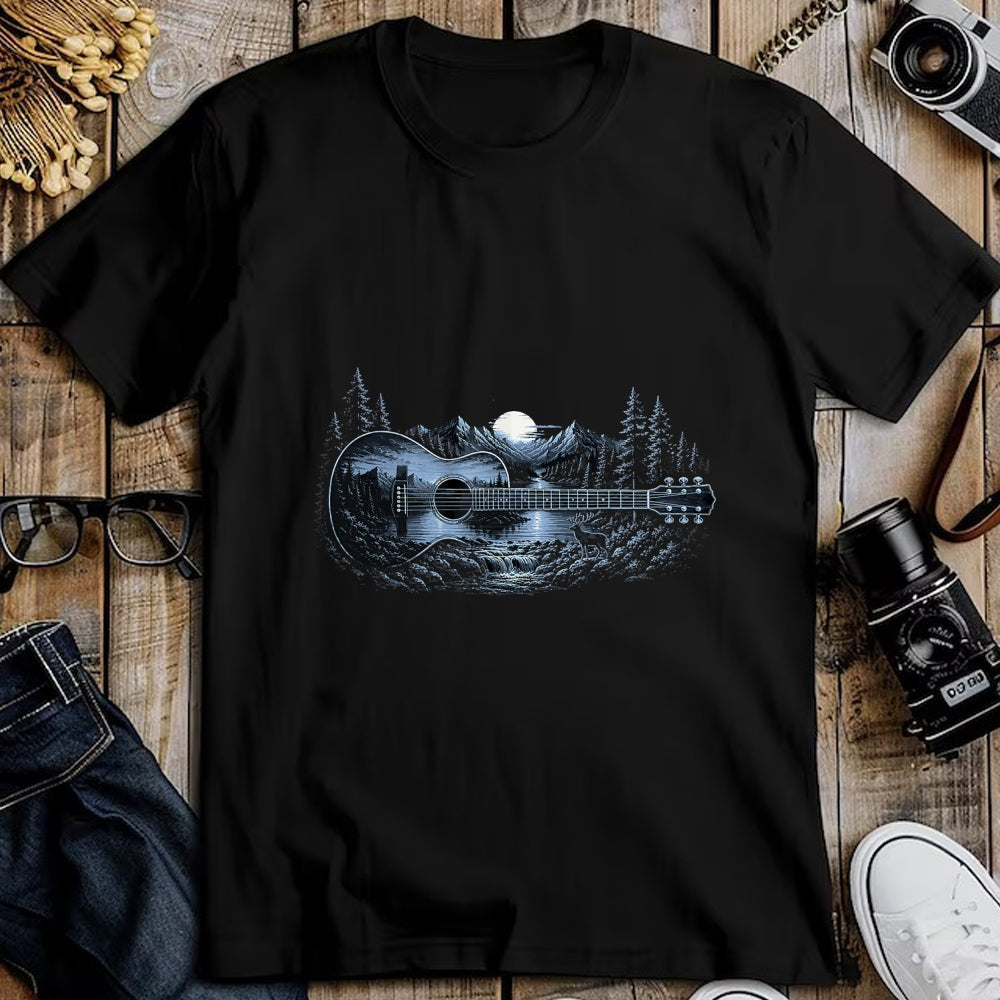 Guitar Lover Shirt, Funny Guitar UnisexT-Shirt/Hoodie/Sweatshirt HLT00 - Mountain Nature Scene Acoustic Guitar Men Women Guitarist T-Shirt
