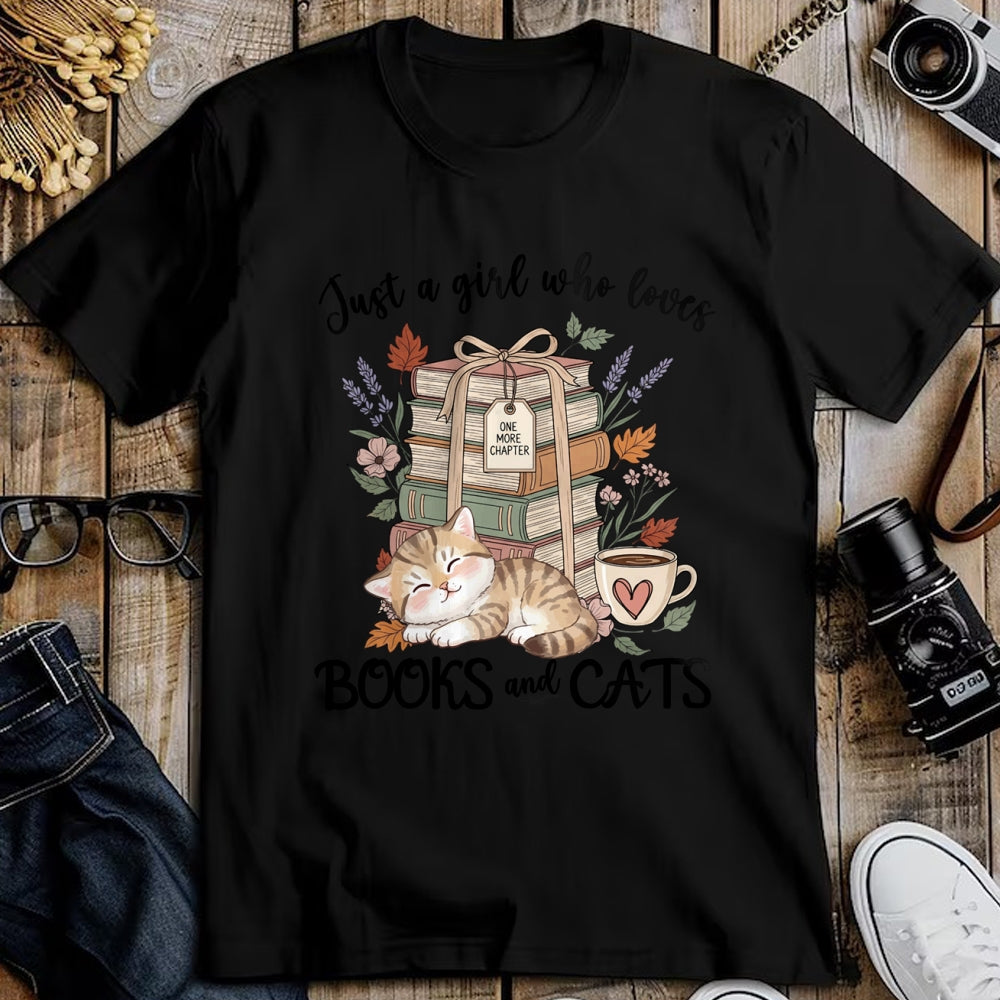 Cat Love Shirt, Funny Cat Lover Gift UnisexT-Shirt/Hoodie/Sweatshirt HLT00 - Pretty Just a Girl Who Loves Books and Cats Cat Lover Long Sleeve T-Shirt