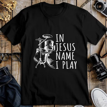 Christian Tee, Christian Faith Unisex T-Shirt/Hoodie/Sweatshirt HLT00 - Christian Drumming In Jesus Name Play Drums Worship Drummer T-Shirt (1)