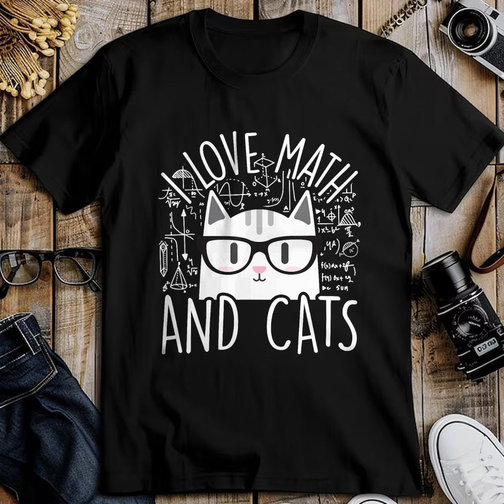 Cat Love Shirt, Funny Cat Lover Gift UnisexT-Shirt/Hoodie/Sweatshirt HLT00 - I Love Math and Cats Cute Kitty Cat Feline Lover Gift T-Shirt Small