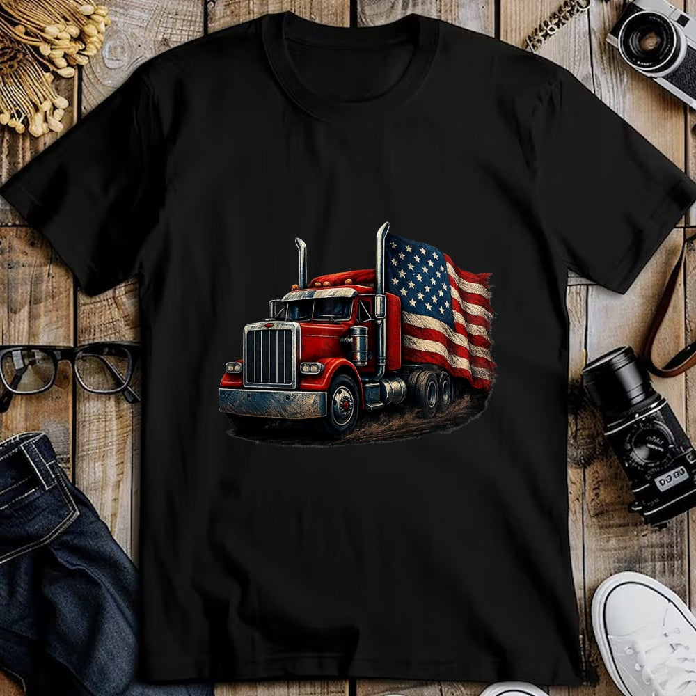 Best Truck Driver Life Shirt, Funny Trucker UnisexT-Shirt/Hoodie/Sweatshirt HLT00 - Us American Flag Semi Truck Driver Trucker T-Shirt, Men, Black, 3X-Large