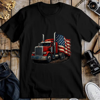 Best Truck Driver Life Shirt, Funny Trucker UnisexT-Shirt/Hoodie/Sweatshirt HLT00 - Us American Flag Semi Truck Driver Trucker T-Shirt, Men, Black, 3X-Large