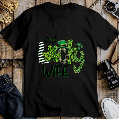 Best Wife Shirt, Wife and Husband Unisex T-Shirt/Hoodie/Sweatshirt HLT00 - Gift for wife T shirt, lucky wife   One Lucky Wife St Patricks Day Mom Mother Shamrock Leopard T-Shi