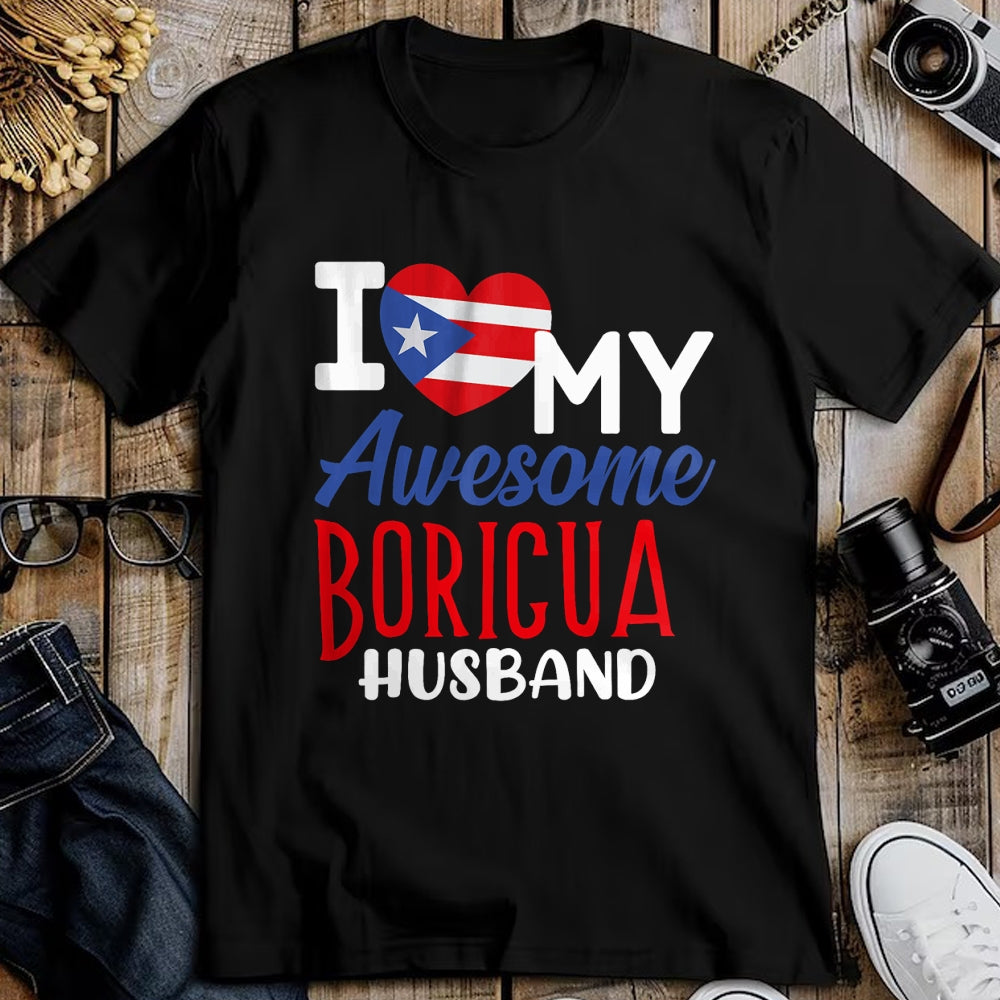 Best Wife Shirt, Wife and Husband Unisex T-Shirt/Hoodie/Sweatshirt HLT00 - Boriqua Puerto Rican Wife I Love My Awesome Boricua Husband T-Shirt