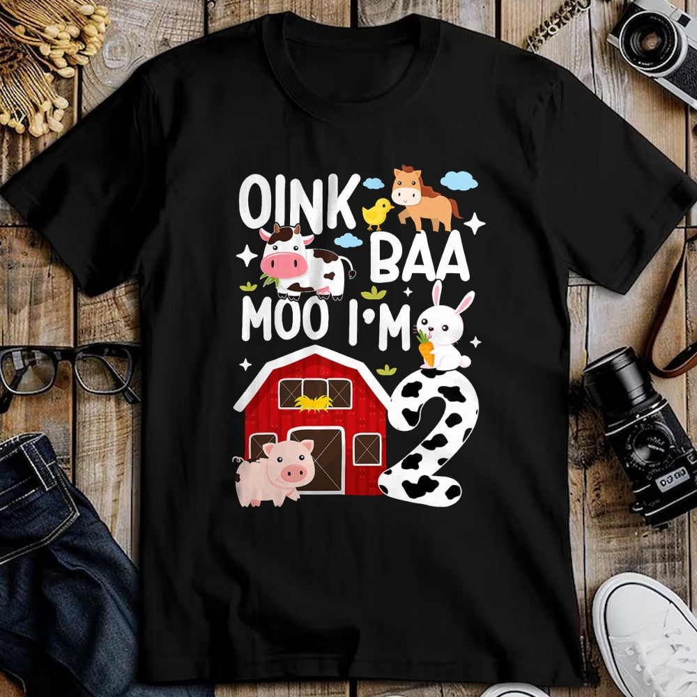 Best Farmer Life Shirt, Funny Farmer UnisexT-Shirt/Hoodie/Sweatshirt HLT00 - Oink Baa Moo I'm 2 Farm Theme Birthday 2 Year Old Party T-Shirt