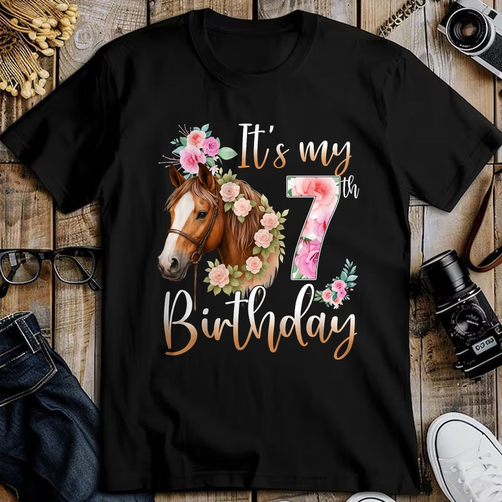 Best Horse Lover Shirt , Funny Horse UnisexT-Shirt/Hoodie/Sweatshirt HLT00 - Kids Birthday 7 Years Old Girl Horse Lovers Florals 7th Bday T-Shirt