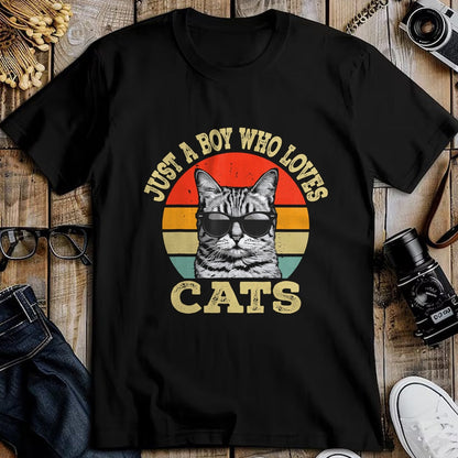 Cat Love Shirt, Funny Cat Lover Gift UnisexT-Shirt/Hoodie/Sweatshirt HLT00 - Vintage Just A Boy Who Loves Cats Boy Kid Cat Lover for Boys T-Shirt (1)