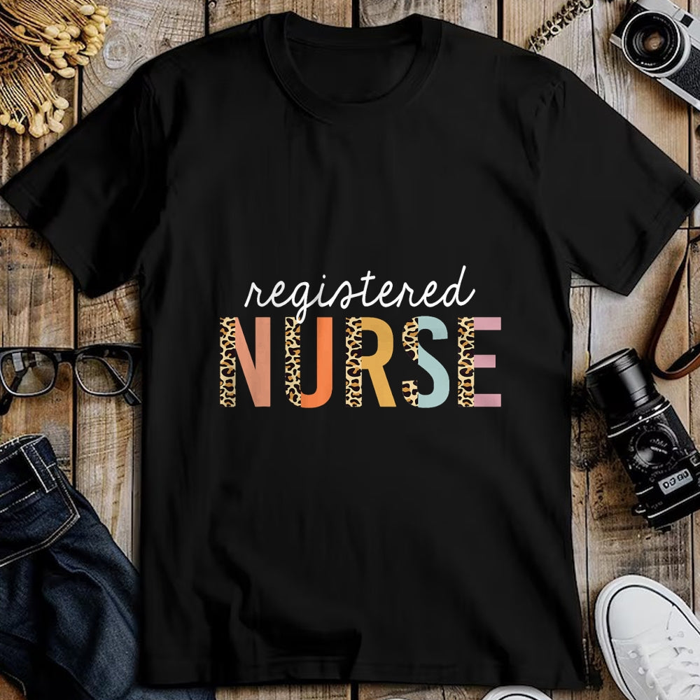 Funny Nurse Shirt, Nurse Unisex T-Shirt/Hoodie/Sweatshirt HLT00 - RN Nurse Leopard Print Registered Nurse Nursing School Women T-Shirt