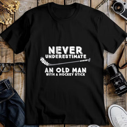 Best Grandpa Shirt, Proud Grandpa Unisex T-Shirt/Hoodie/Sweatshirt HLT00 - Never Underestimate An Old Man With A Stick Old Man Hockey T-Shirt