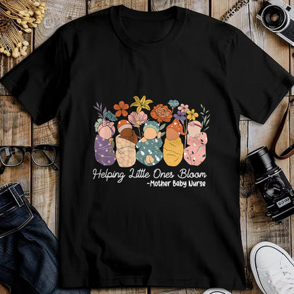 Funny Nurse Shirt, Nurse Unisex T-Shirt/Hoodie/Sweatshirt HLT00 - Groovy Helping Little Ones Bloom Babies Mother Baby Nurse T-Shirt