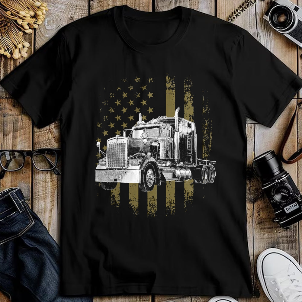 Best Truck Driver Life Shirt, Funny Trucker UnisexT-Shirt/Hoodie/Sweatshirt HLT00 - Trucker American Flag Big Rig Semi-Trailer Truck Driver Gift T-Shirt