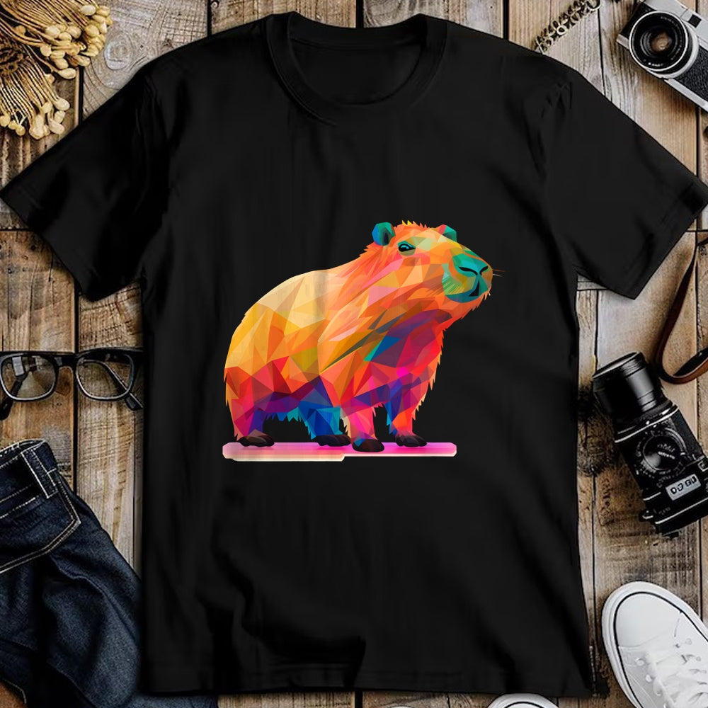 Cute Capybara Shirt, Funny Capybara Unisex T-Shirt/Hoodie/Sweatshirt HLT00 - Colorful Geometric Capybara Long Sleeve T-Shirt