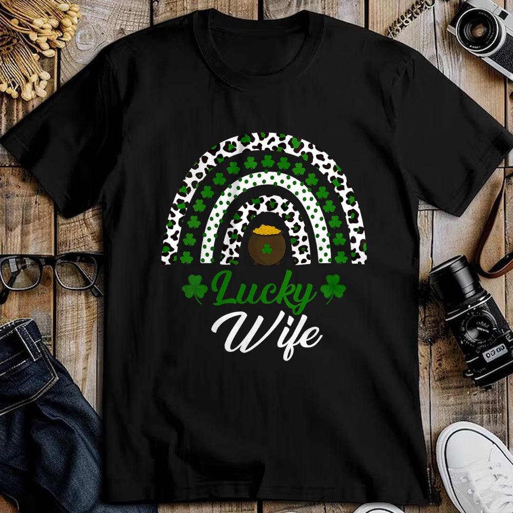 Best Wife Shirt, Wife and Husband Unisex T-Shirt/Hoodie/Sweatshirt HLT00 - Gift for wife T shirt, lucky wife   Womens Lucky Wife Rainbow St Patricks Day Lucky Wife V-Neck T-Sh
