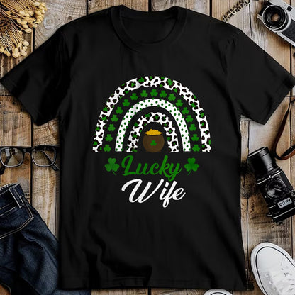 Best Wife Shirt, Wife and Husband Unisex T-Shirt/Hoodie/Sweatshirt HLT00 - Gift for wife T shirt, lucky wife   Womens Lucky Wife Rainbow St Patricks Day Lucky Wife V-Neck T-Sh