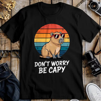 Cute Capybara Shirt, Funny Capybara Unisex T-Shirt/Hoodie/Sweatshirt HLT00 - Don_t Worry Be Capy Relaxed Capybara Lovers Summer Vibes T-Shirt
