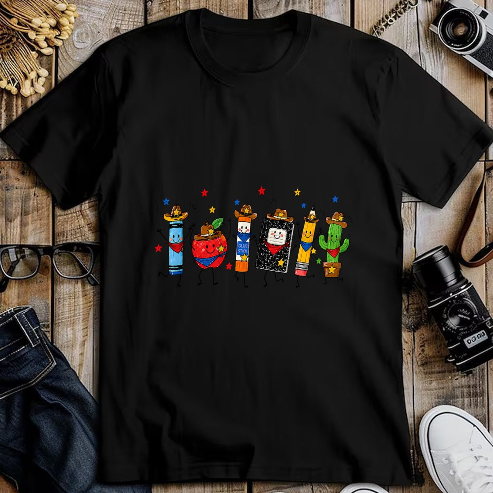 Best Student Shirt, Funny Back To School UnisexT-Shirt/Hoodie/Sweatshirt HLT00 - Western School Supplies Cowboy Teacher Back to School Funny T-Shirt