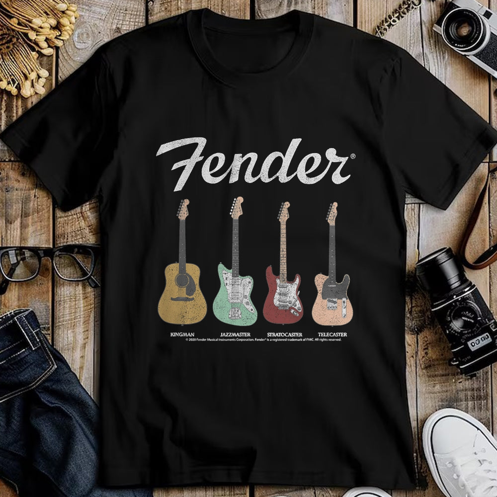 Guitar Lover Shirt, Funny Guitar UnisexT-Shirt/Hoodie/Sweatshirt HLT00 - Fender Vintage Guitar Lineup T-Shirt Small