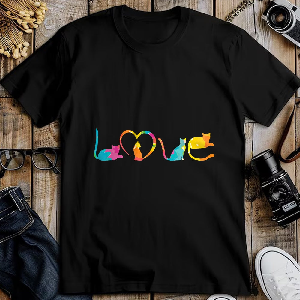 Cat Love Shirt, Funny Cat Lover Gift UnisexT-Shirt/Hoodie/Sweatshirt HLT00 - Love Cats Colorful Watercolor Decoration Cute Cat Toy T-Shirt (1)