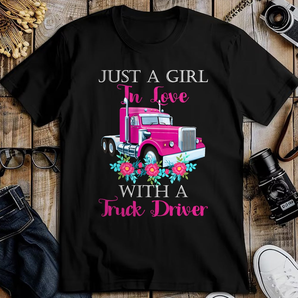 Best Truck Driver Life Shirt, Funny Trucker UnisexT-Shirt/Hoodie/Sweatshirt HLT00 - Just A Girl In Love With A Truck Driver Partner T-Shirt