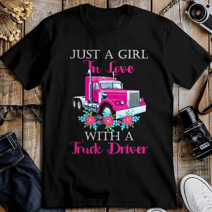 Best Truck Driver Life Shirt, Funny Trucker UnisexT-Shirt/Hoodie/Sweatshirt HLT00 - Just A Girl In Love With A Truck Driver Partner T-Shirt