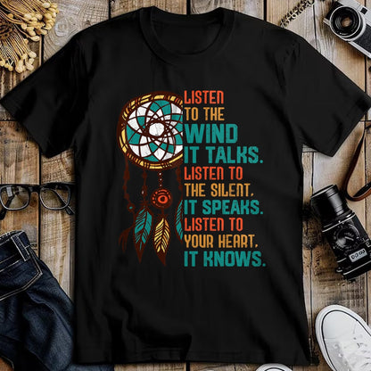 Native American T-Shirts, Vintage Native American Unisex T-Shirt/Hoodie/Sweatshirt HLT00 - Listen To The Wind It Talks Fun Native American Day Graphic