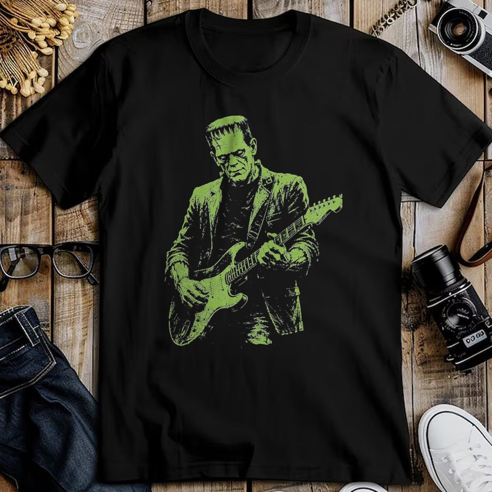 Guitar Lover Shirt, Funny Guitar UnisexT-Shirt/Hoodie/Sweatshirt HLT00 - Frankenstein Playing Guitar T-Shirt, Men, Black, X-Large