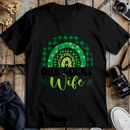 Best Wife Shirt, Wife and Husband Unisex T-Shirt/Hoodie/Sweatshirt HLT00 - Gift for wife T shirt, lucky wife   One Lucky Wife Rainbow Irish St Patricks Day Shamrock T-Shirt