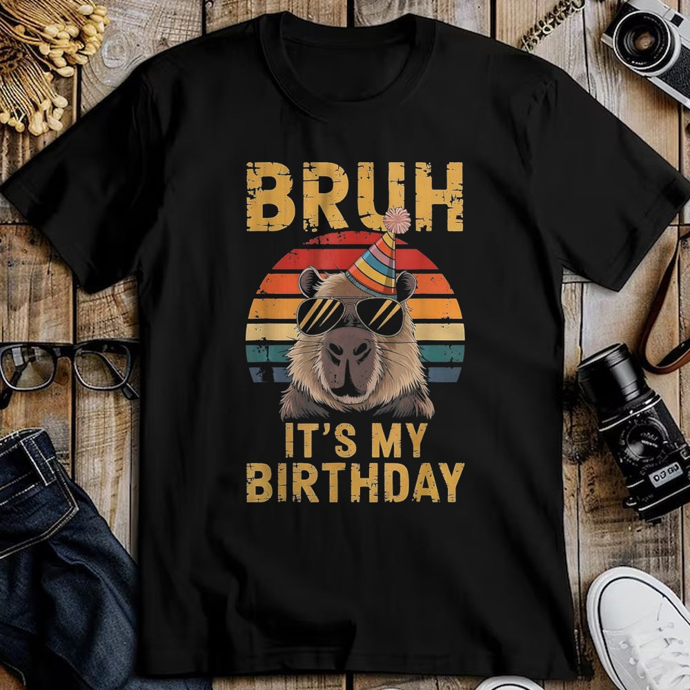 Cute Capybara Shirt, Funny Capybara Unisex T-Shirt/Hoodie/Sweatshirt HLT00 - Funny Capybara Birthday Boys Adult Kids Bruh Its My Birthday T-Shirt, Youth, Black, Large