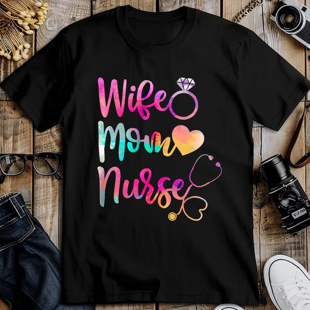 Funny Nurse Shirt, Nurse Unisex T-Shirt/Hoodie/Sweatshirt HLT00 - Wife Mom Nurse T Shirt for Nurses (LPN, BSN, RN, NP)