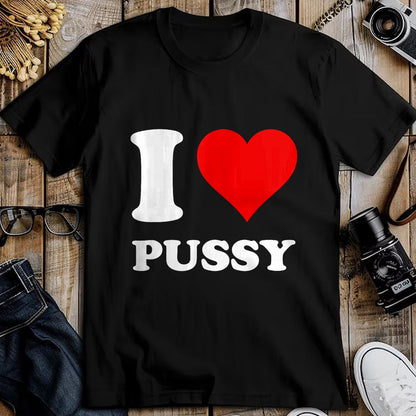 Cat Love Shirt, Funny Cat Lover Gift UnisexT-Shirt/Hoodie/Sweatshirt HLT00 - Red Heart I Love Pussy T-Shirt