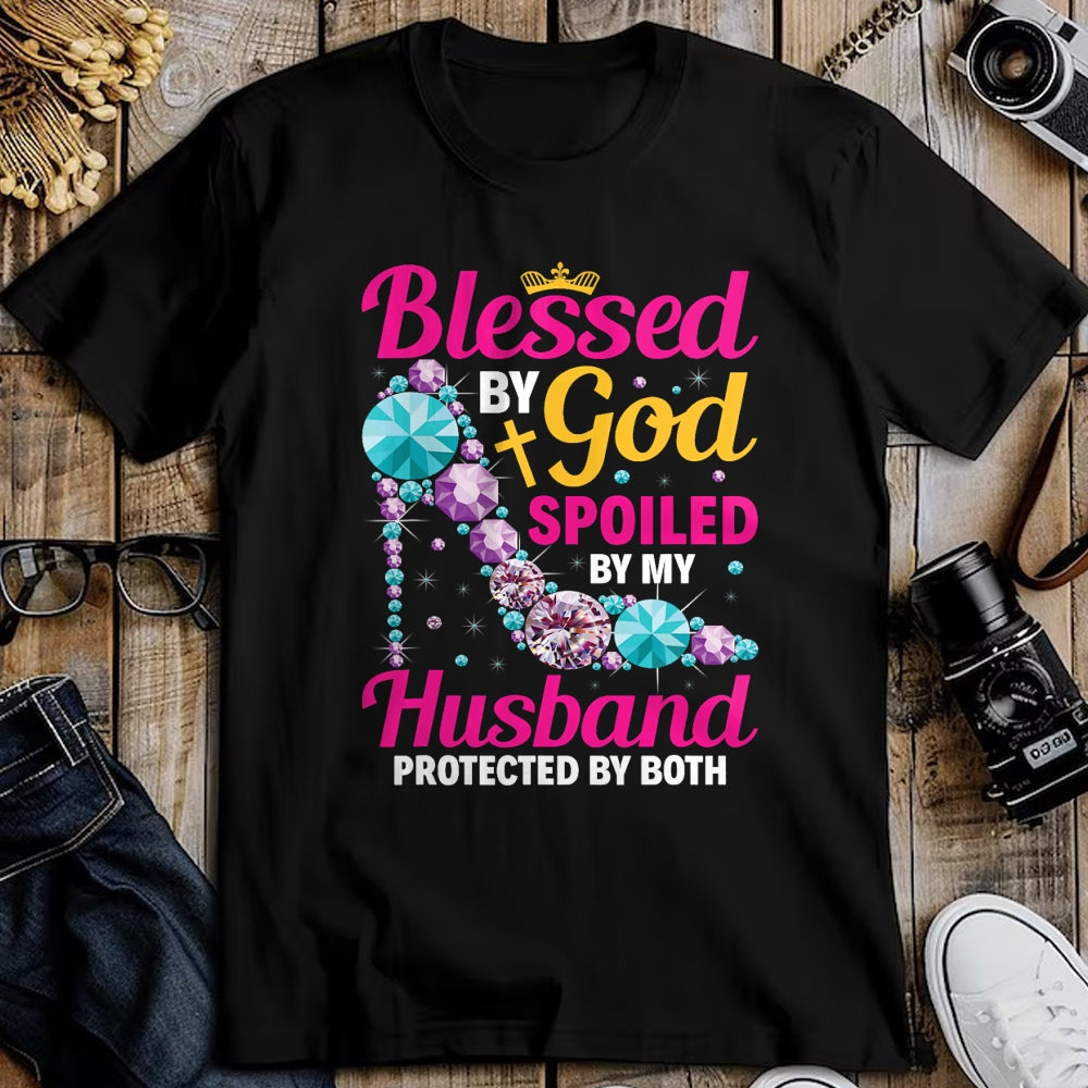 Best Wife Shirt, Wife and Husband Unisex T-Shirt/Hoodie/Sweatshirt HLT00 - Gift for wife T shirt, spoiled wife   Christian Wife Jesus Blessed By God Spoiled By My Husband T-Sh