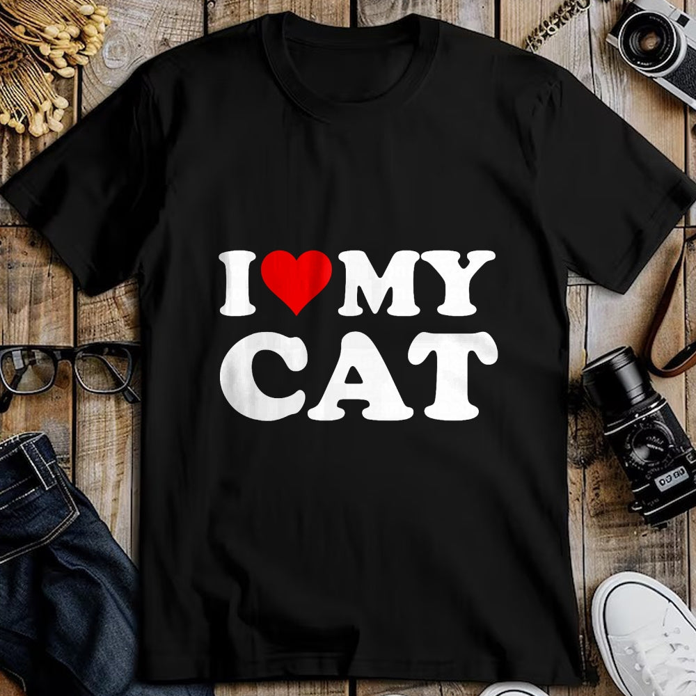 Cat Love Shirt, Funny Cat Lover Gift UnisexT-Shirt/Hoodie/Sweatshirt HLT00 - Red Heart I Love My Cat T-Shirt (1)