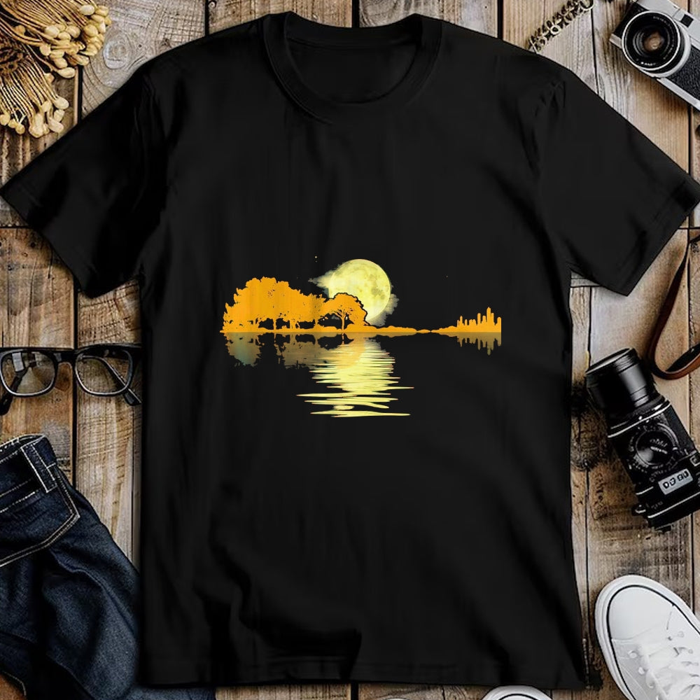 Guitar Lover Shirt, Funny Guitar UnisexT-Shirt/Hoodie/Sweatshirt HLT00 - Guitar Lake Shadow Love Guitar Musician T-Shirt, Men, Black, 3X-Large