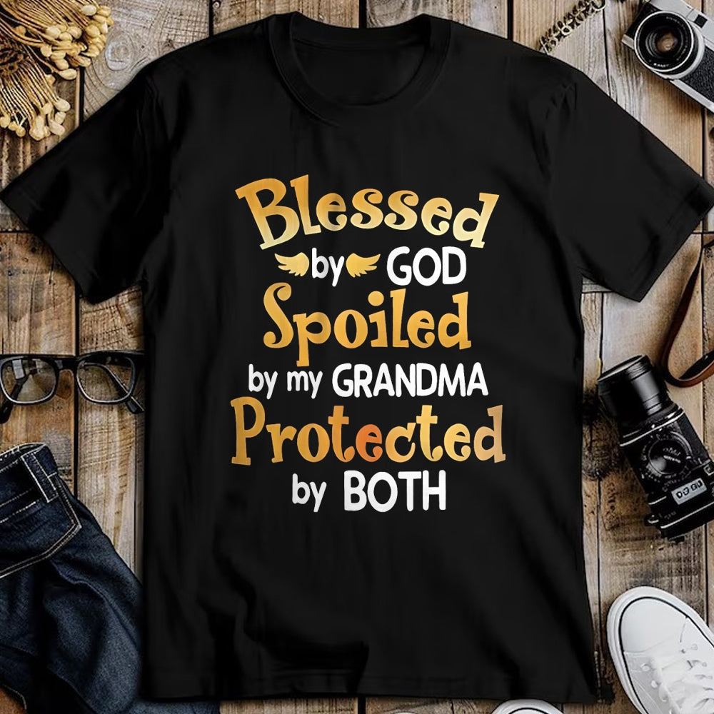 Best Wife Shirt, Wife and Husband Unisex T-Shirt/Hoodie/Sweatshirt HLT00 - Blessed By God Spoiled By My Grandma Grandson Granddaughter T-Shirt (1)