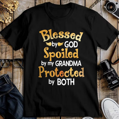 Best Wife Shirt, Wife and Husband Unisex T-Shirt/Hoodie/Sweatshirt HLT00 - Blessed By God Spoiled By My Grandma Grandson Granddaughter T-Shirt (1)