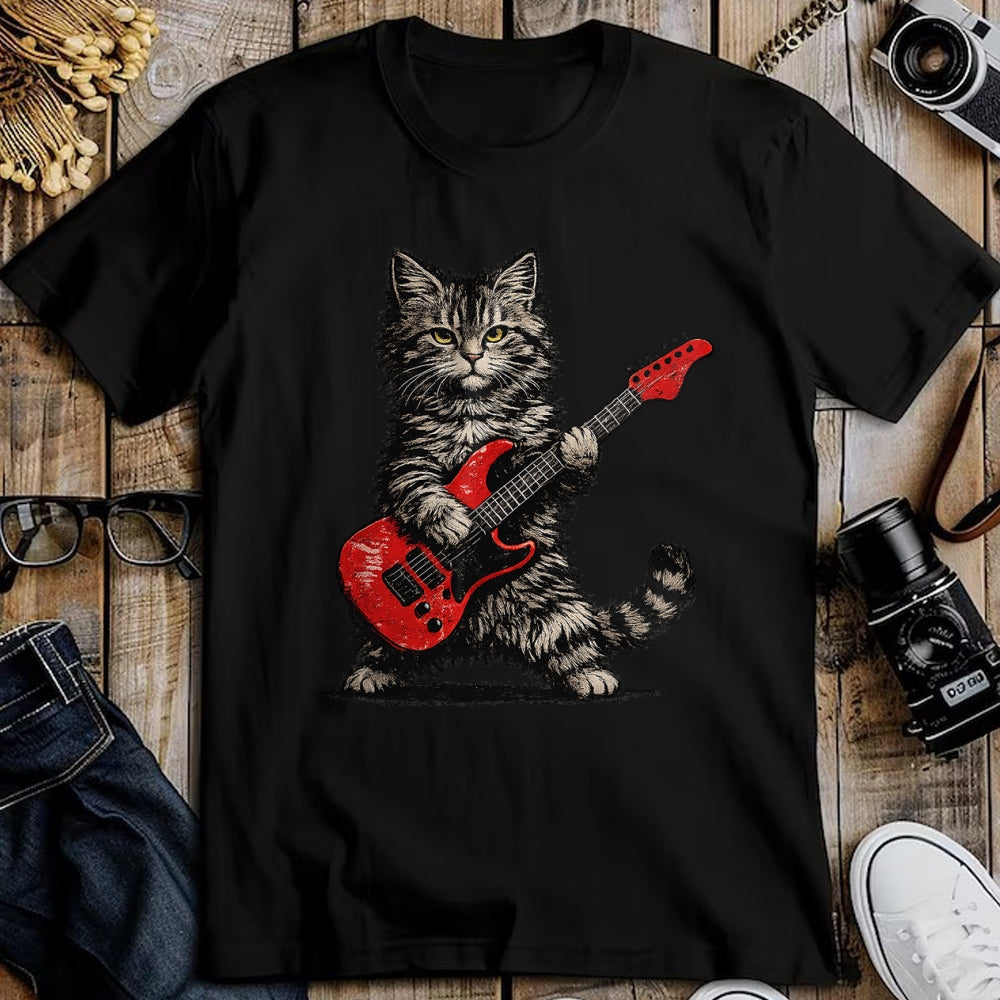 Guitar Lover Shirt, Funny Guitar UnisexT-Shirt/Hoodie/Sweatshirt HLT00 - Funny Cat Playing Guitar Rock and Roll Gifts Men Women Kids T-Shirt (5)