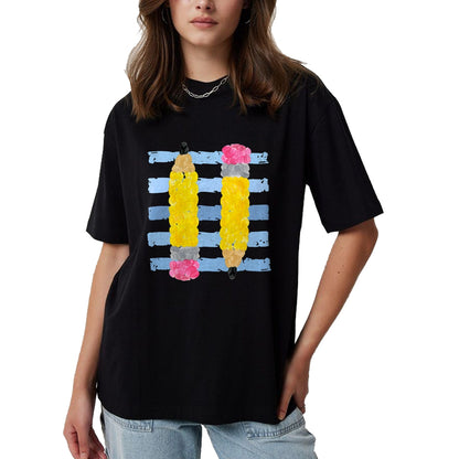 Best Student Shirt, Funny Back To School UnisexT-Shirt/Hoodie/Sweatshirt HLT00 - Pencil Stripes Fall Teacher Students Back to School T-Shirt