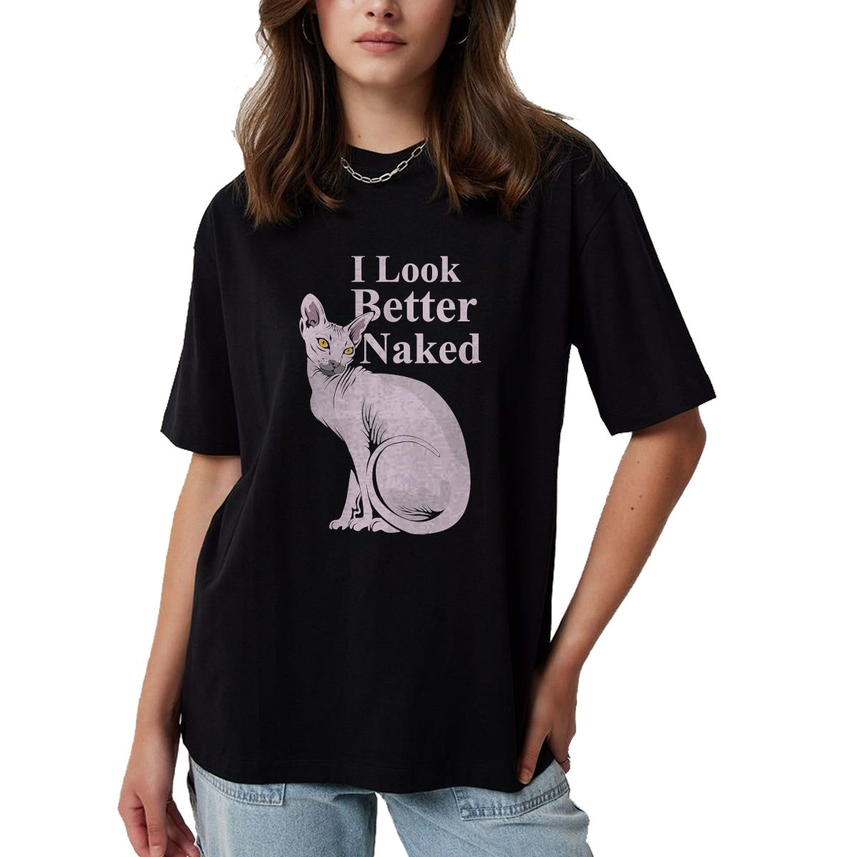 Cat Love Shirt, Funny Cat Lover Gift UnisexT-Shirt/Hoodie/Sweatshirt HLT00 - Sphynx Naked Funny Cat T-Shirt Kitten Gift T-Shirt
