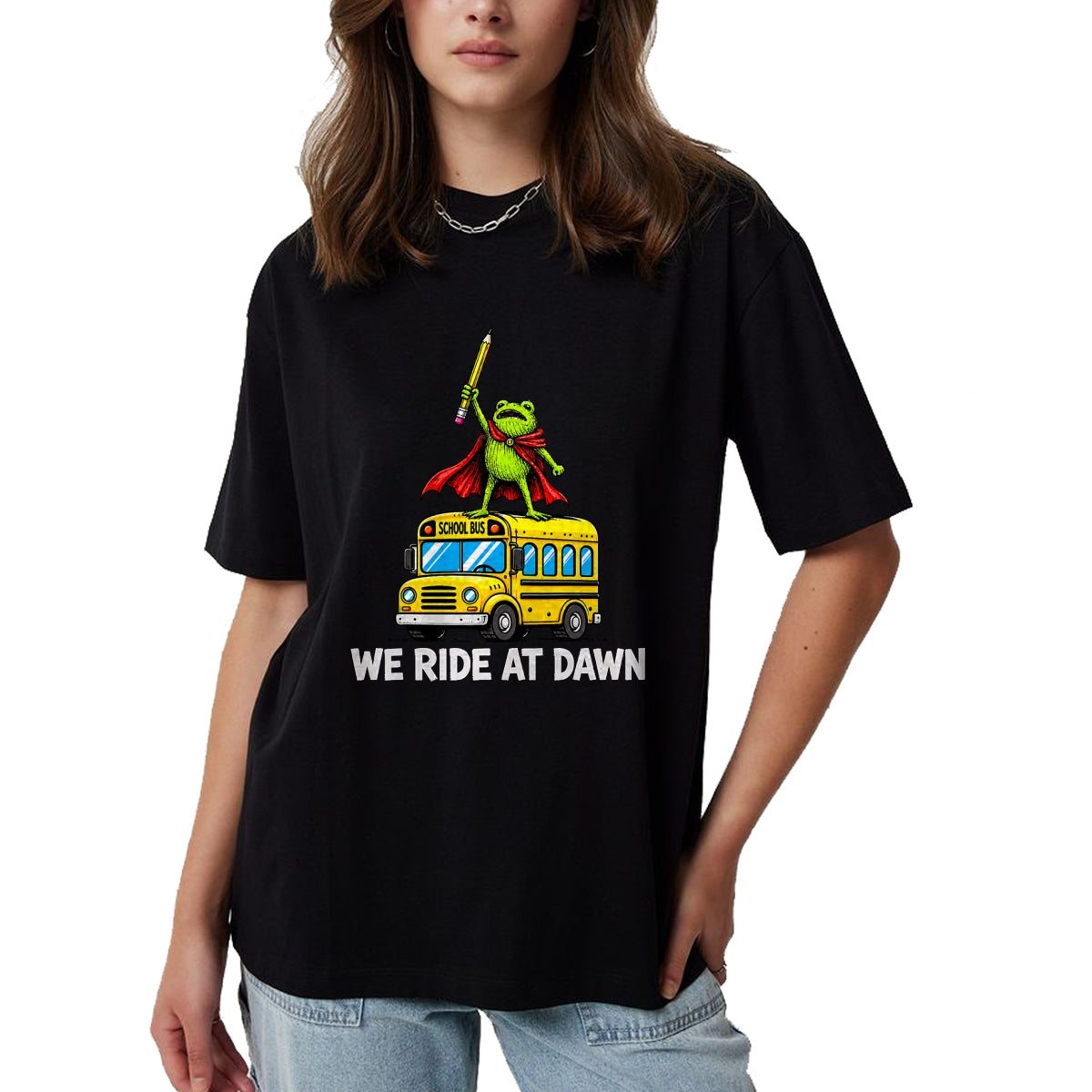 Best Student Shirt, Funny Back To School UnisexT-Shirt/Hoodie/Sweatshirt HLT00 - We Ride At Dawn Funny Back to School Buss Frog Teacher Kids T-Shirt