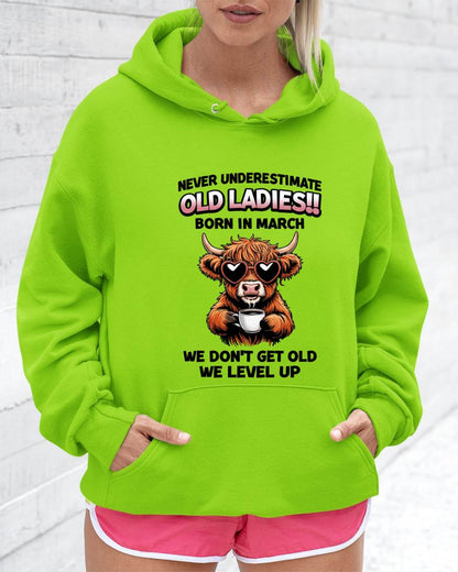 MARCH BORN WOMEN LEVEL UP, NEVER GROW OLD SHIRT - FOR WOMEN - TLEE03 (SKU2606-79-03)