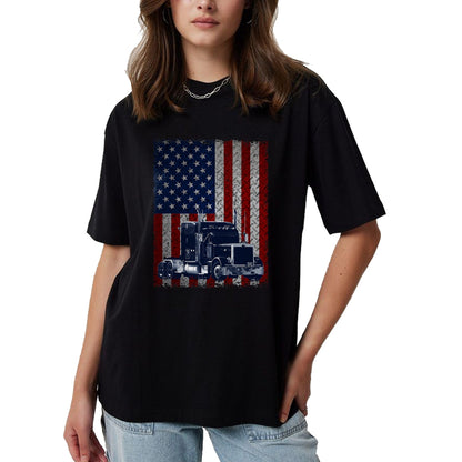 Best Truck Driver Life Shirt, Funny Trucker UnisexT-Shirt/Hoodie/Sweatshirt HLT00 - Truck Driver American Flag Patriotic Trucker T-Shirt