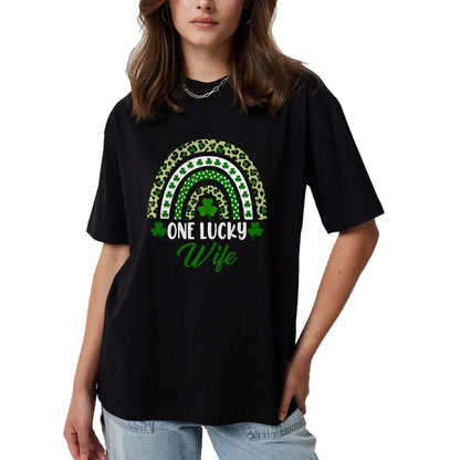 Best Wife Shirt, Wife and Husband Unisex T-Shirt/Hoodie/Sweatshirt HLT00 - Gift for wife T shirt, lucky wife   One Lucky Wife Rainbow St Patricks Day Lucky Wife T-Shirt