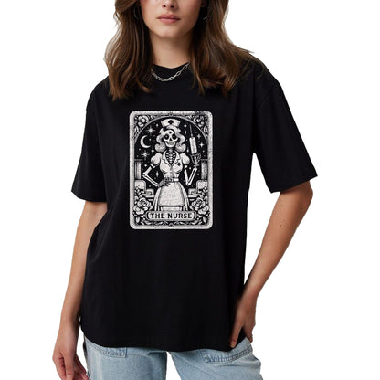 Funny Nurse Shirt, Nurse Unisex T-Shirt/Hoodie/Sweatshirt HLT00 - The Nurse Skeleton Tarot Card Funny Nursing Nurse RN LPN NP T-Shirt