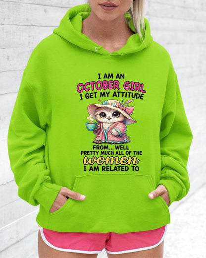 OCTOBER GIRL – I GET MY ATTITUDE FROM MY FAMILY - FOR WOMEN - TLEE10 (SKU2604-294-10)