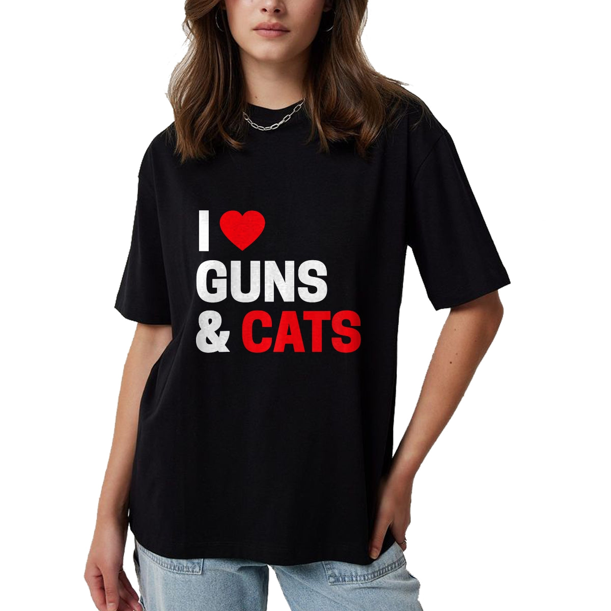 Cat Love Shirt, Funny Cat Lover Gift UnisexT-Shirt/Hoodie/Sweatshirt HLT00 - Cat Lovers Gifts for Men _ Women Funny I Love Guns _ Cats T-Shirt (1)