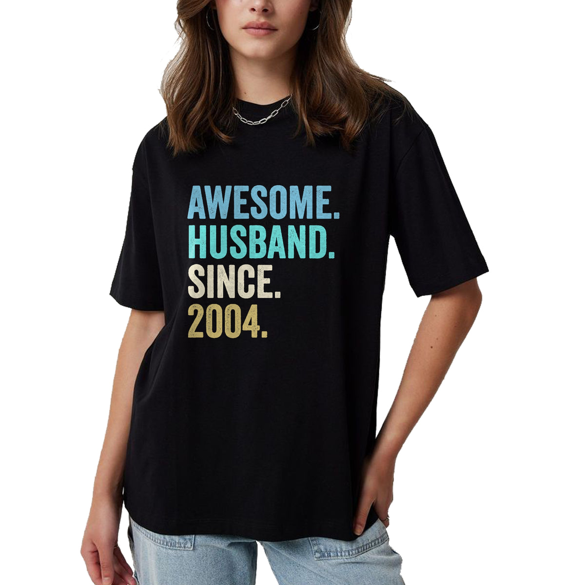 Best Wife Shirt, Wife and Husband Unisex T-Shirt/Hoodie/Sweatshirt HLT00 - Awesome Husband Since 2004 20th wedding anniversary 20 years T-Shirt (1)