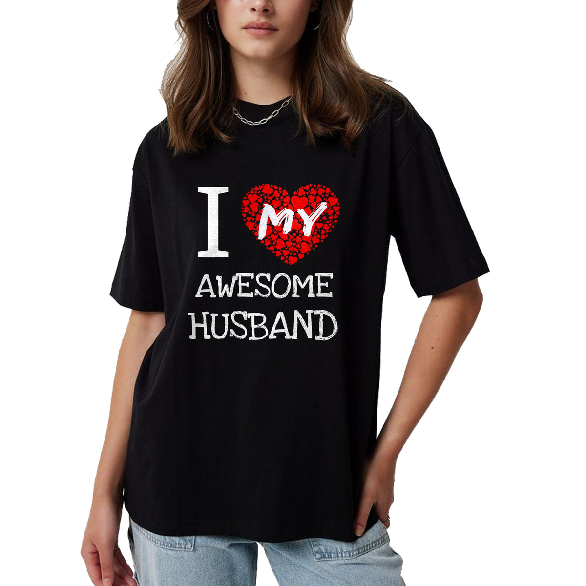 Best Wife Shirt, Wife and Husband Unisex T-Shirt/Hoodie/Sweatshirt HLT00 - I Love My Awesome Husband T-Shirt for Women Gift T-Shirt (1)