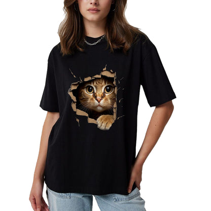 Cat Love Shirt, Funny Cat Lover Gift UnisexT-Shirt/Hoodie/Sweatshirt HLT00 - Cute Kitten Looks from Torn Fabric - Cats T-Shirt, Men, Olive Green, X-Large (1)
