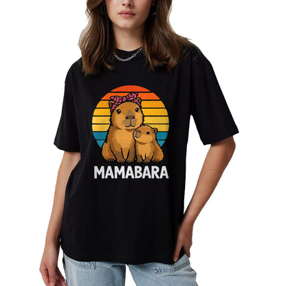 Cute Capybara Shirt, Funny Capybara Unisex T-Shirt/Hoodie/Sweatshirt HLT00 - Mamabara Capybara Mother T-Shirt